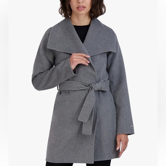 Tahari Jackets & Blazers - TAHARI Women's Peacoat Wool Blend Lapel Collar Trench Coat-Color Ash